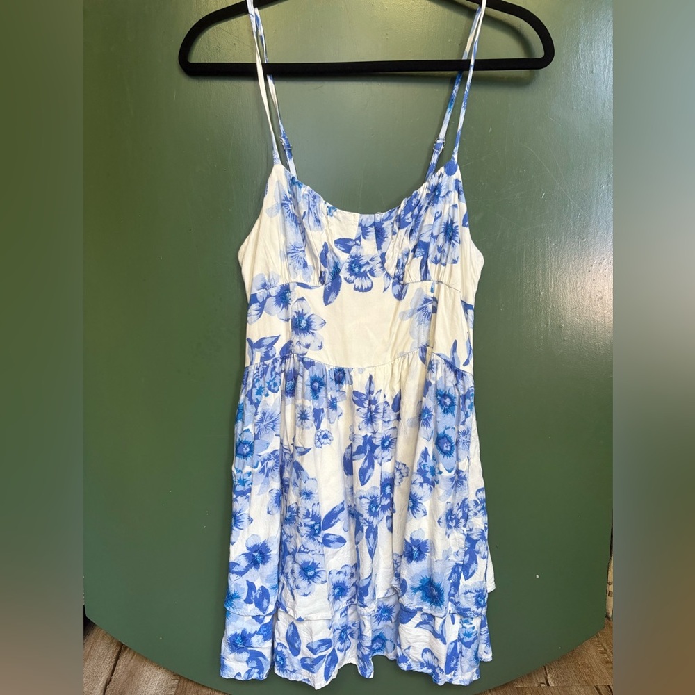 Floral Blue and White Mini Dress